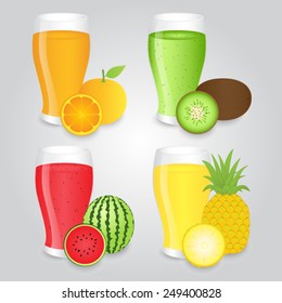 Glass of Fruits Juice Isolated on Background