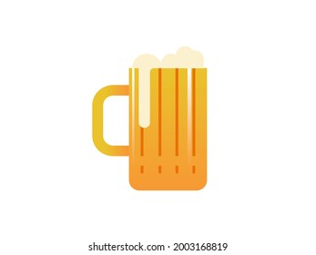 Glass full with beer illustration. Color icon on a white background. Vector.