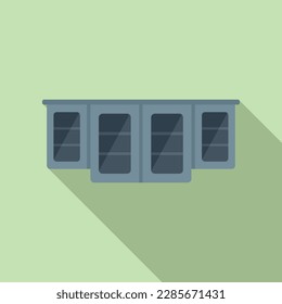 Glass furniture icon flat vector. Kitchen design. Room table