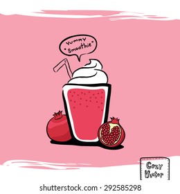 Glass with garnet smoothie vector.