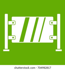 Glass gate icon white isolated on green background. Vector illustration