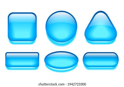 Glass gel web buttons set isolated on white background