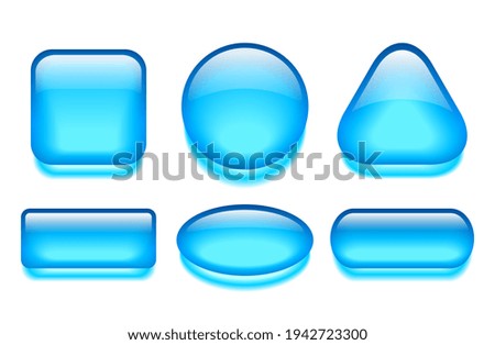Glass gel web buttons set isolated on white background