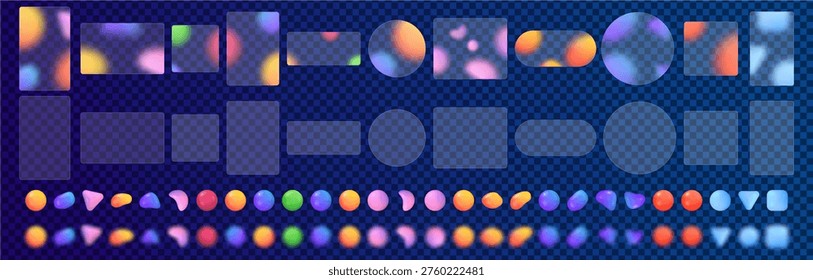 Glass geometrical shapes set. Vector isolated triangles, rectangles and squares, ellipses and circles collection with transparency. Abstract and modern, minimalistic and geometric design