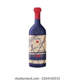 Glass of Georgian Wine in Bottle as Cultural Symbol and Country Attribute Vector Illustration