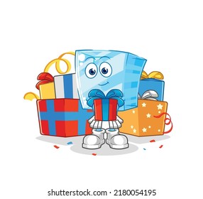the glass give gifts mascot. cartoon vector