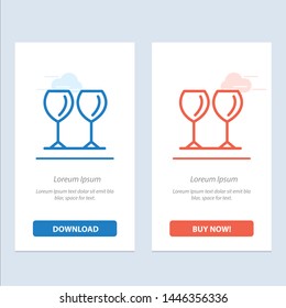 Glass, Glasses, Drink, Hotel  Blue and Red Download and Buy Now web Widget Card Template