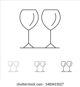 Glass, Glasses, Drink, Hotel Bold and thin black line icon set