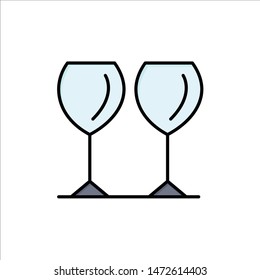 Glass, Glasses, Drink, Hotel  Flat Color Icon. Vector icon banner Template