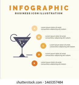 Glass, Glasses, Drink, Hotel Infographics Presentation Template. 5 Steps Presentation. Vector Icon Template background