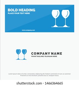 Glass, Glasses, Drink, Hotel SOlid Icon Website Banner and Business Logo Template. Vector Icon Template background