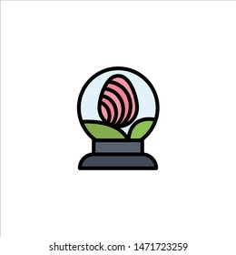 Glass, Globe, Egg, Easter Business Logo Template. Flat Color