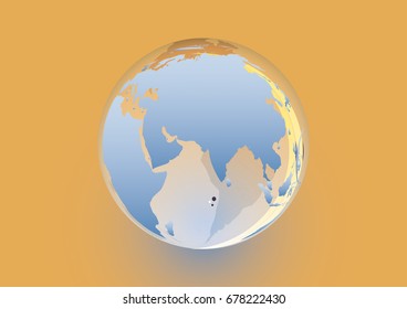 Glass globe with map of the world. Planet earth icon.Vector illustration.