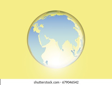 Glass globe with map of the world. Planet earth icon.Vector illustration.