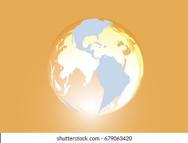 Glass globe with map of the world. Planet earth icon.Vector illustration.