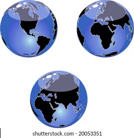 Glass globe; Three different views.