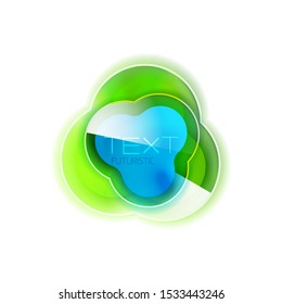 Glass glossy abstract shape, web box banner template for your promo text. Modern clean businesss or hi-tech design element. Vector shiny icon
