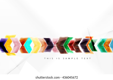 Glass glossy arrow motion background. Vector web brochure, internet flyer, wallpaper or cover poster design.