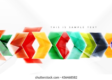 Glass glossy arrow motion background. Vector web brochure, internet flyer, wallpaper or cover poster design.