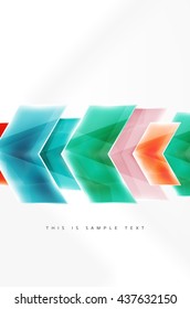 Glass glossy arrow motion background. Vector web brochure, internet flyer, wallpaper or cover poster design.