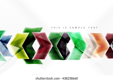Fondo de movimiento de flecha brillante de vidrio. Folleto de vectores web, volante de Internet, papel pintado o diseño de carteles de portada.