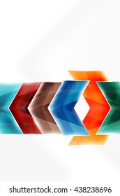 Glass glossy arrow motion background. Vector web brochure, internet flyer, wallpaper or cover poster design.