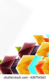 Glass glossy arrow motion background. Vector web brochure, internet flyer, wallpaper or cover poster design.