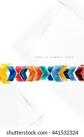 Fondo de movimiento de flecha brillante de vidrio. Folleto de vectores web, volante de Internet, papel pintado o diseño de carteles de portada.