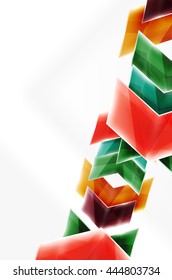 Glass glossy arrow motion background. Vector web brochure, internet flyer, wallpaper or cover poster design.