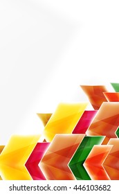 Fondo de movimiento de flecha brillante de vidrio. Folleto de vectores web, volante de Internet, papel pintado o diseño de carteles de portada.