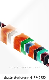 Glass glossy arrow motion background. Vector web brochure, internet flyer, wallpaper or cover poster design.