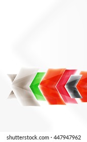 Fondo de movimiento de flecha brillante de vidrio. Folleto de vectores web, volante de Internet, papel pintado o diseño de carteles de portada.