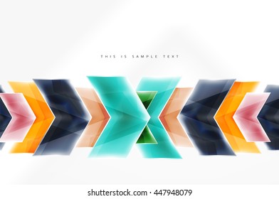 Glass glossy arrow motion background. Vector web brochure, internet flyer, wallpaper or cover poster design.