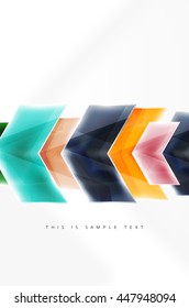 Fondo de movimiento de flecha brillante de vidrio. Folleto de vectores web, volante de Internet, papel pintado o diseño de carteles de portada.