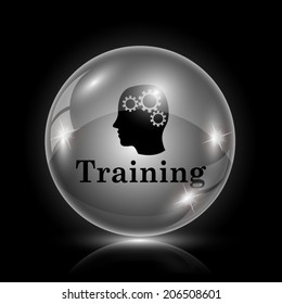 Glass glossy icon on black background. EPS10 vector.