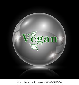 Glass glossy icon on black background. EPS10 vector.