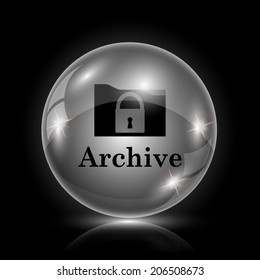 Glass glossy icon on black background. EPS10 vector.