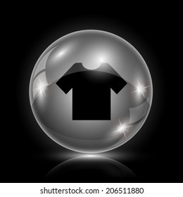 Glass glossy icon on black background. EPS10 vector.