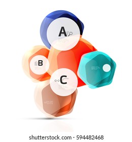 Glass glossy shiny hexagon web elements, futuristic abstract concept