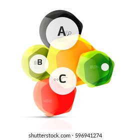 Glass glossy shiny hexagon web elements, futuristic abstract concept