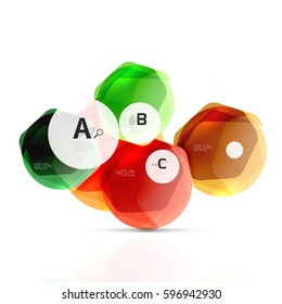 Glass glossy shiny hexagon web elements, futuristic abstract concept