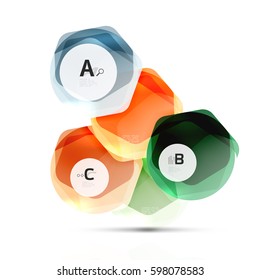 Glass glossy shiny hexagon web elements, futuristic abstract concept