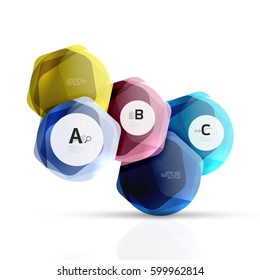 Glass glossy shiny hexagon web elements, futuristic abstract concept