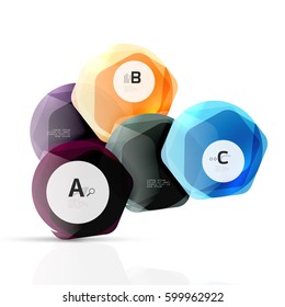 Glass glossy shiny hexagon web elements, futuristic abstract concept