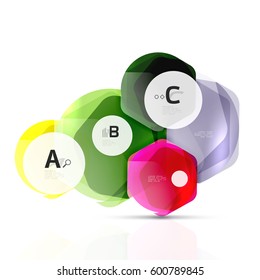 Glass glossy shiny hexagon web elements, futuristic abstract concept