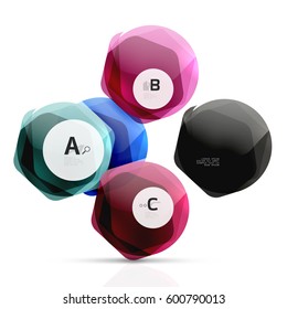 Glass glossy shiny hexagon web elements, futuristic abstract concept