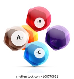 Glass glossy shiny hexagon web elements, futuristic abstract concept