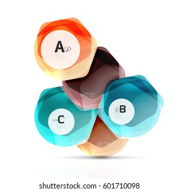 Glass glossy shiny hexagon web elements, futuristic abstract concept