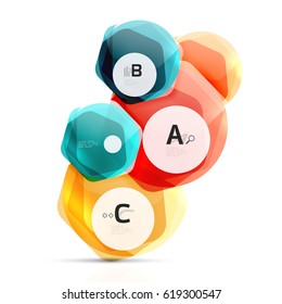 Glass glossy shiny hexagon web elements, futuristic abstract concept