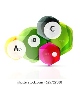 Glass glossy shiny hexagon web elements, futuristic abstract concept